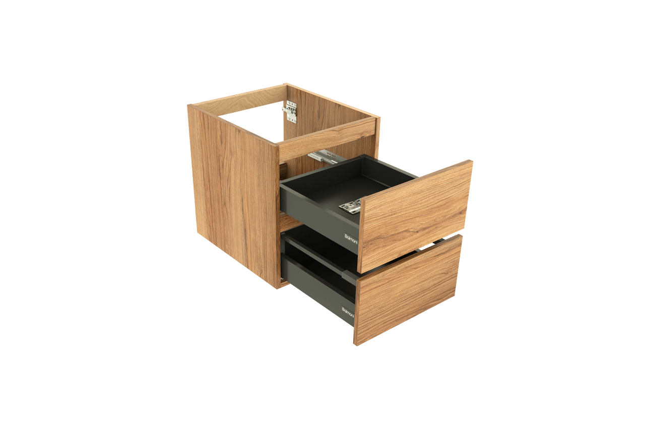 Balmani Lucida zwevende wastafelonderkast 45 x 55 cm teak 2 lades