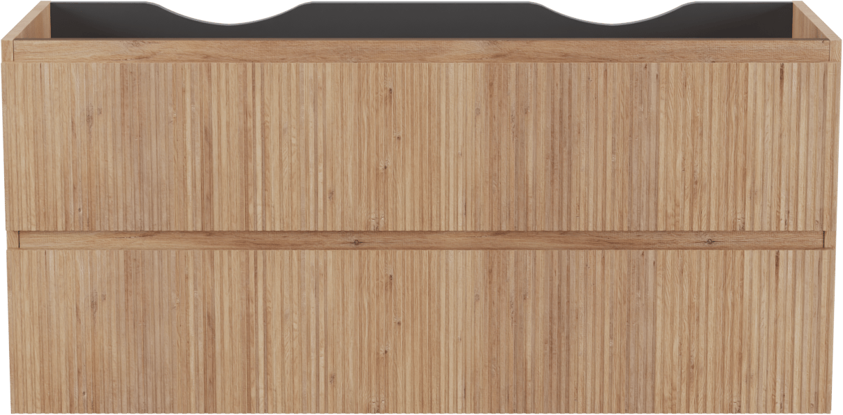 Linie Lado Ribs zwevende wastafelonderkast 120 x 46 cm natuur eik 2 lades vert. sym. groef