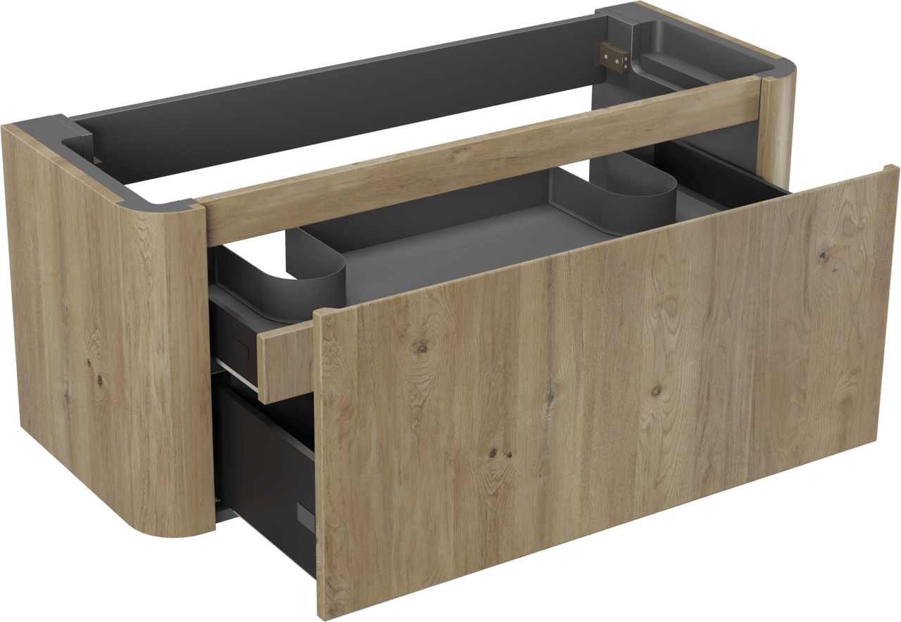 Storke Soft meuble sous-lavabo suspendu 120 x 46 cm Chêne brut 2 tiroirs
