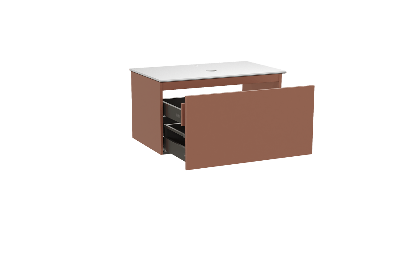 Balmani Sfera by Lucida zwevend badkamermeubel 90 x 55 cm cotto met Facetta enkel tablet in solid surface mat wit