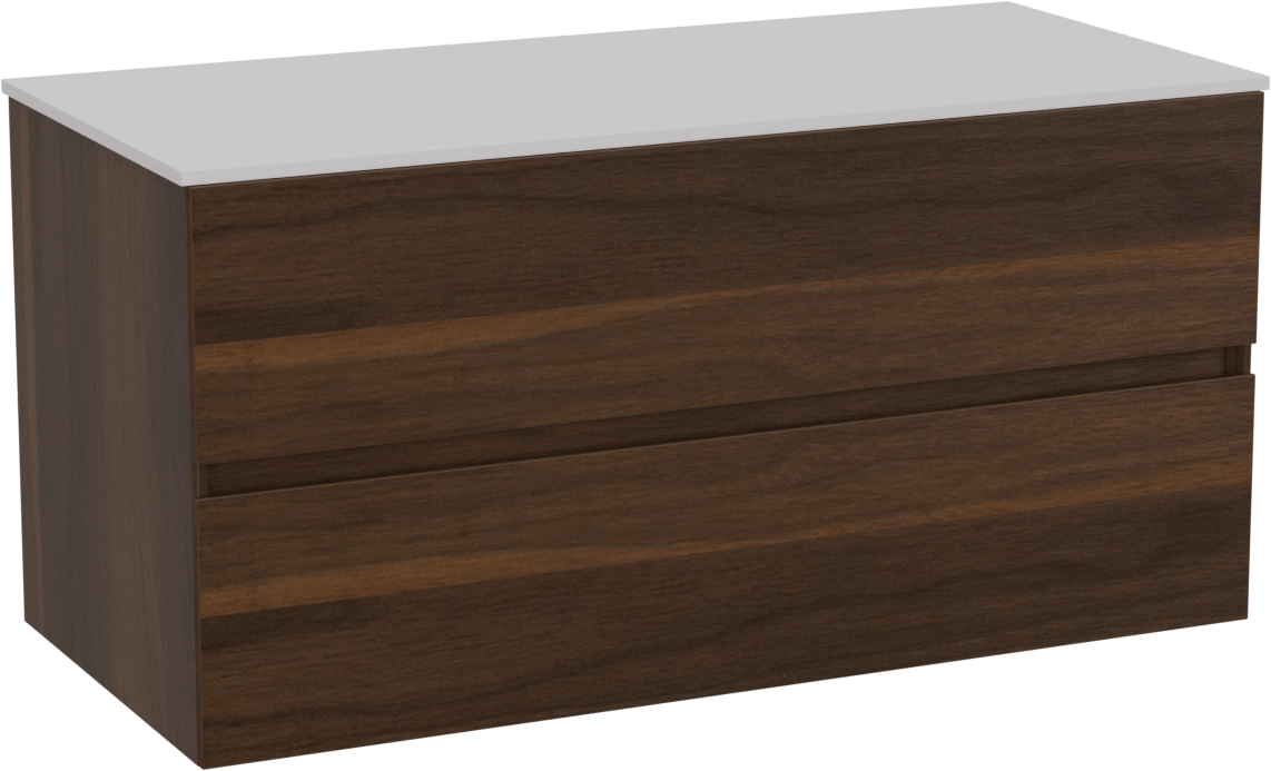 Storke Edge zwevend badkamermeubel 100 x 46 cm notelaar met Tavola enkel tablet in solid surface mat wit