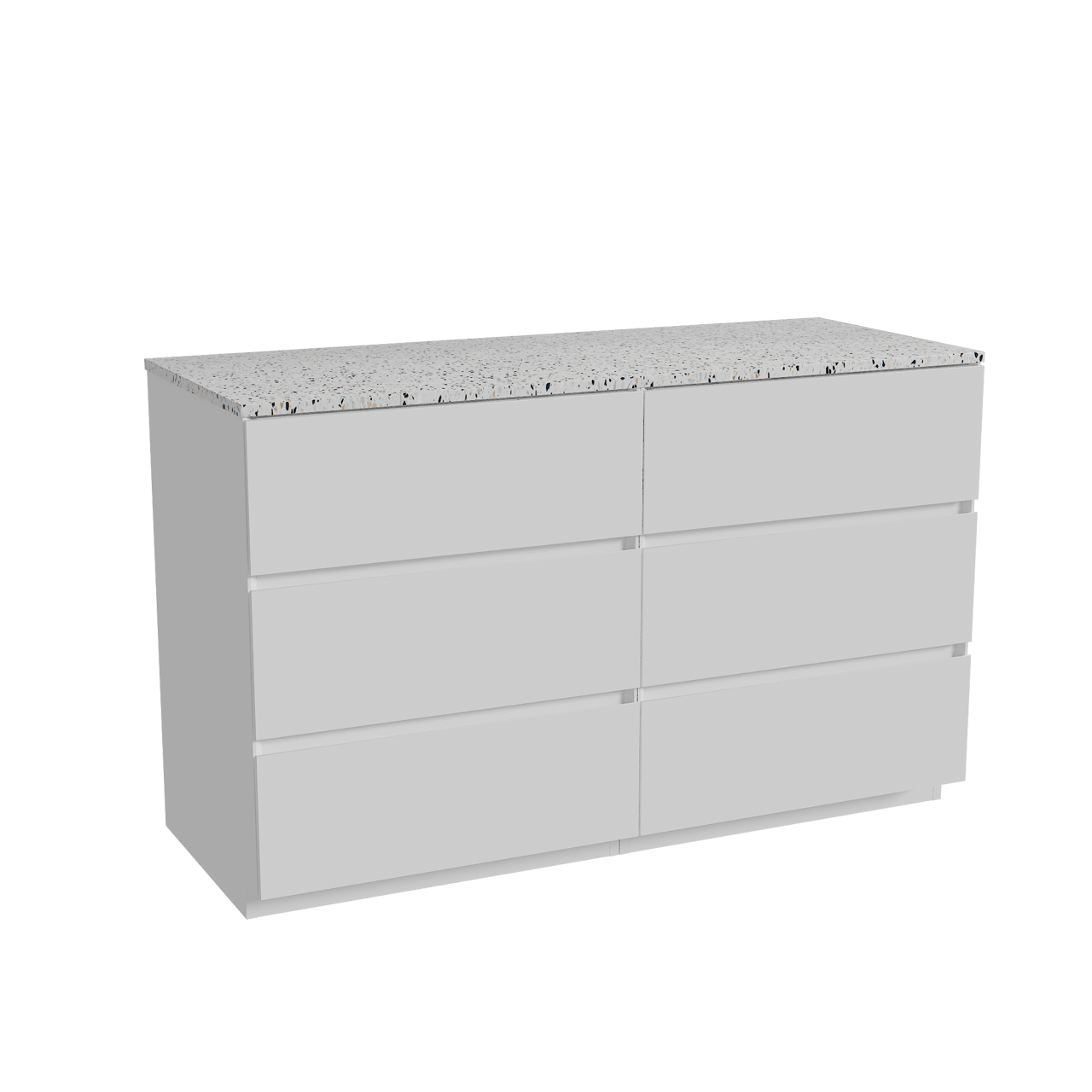 Storke Edge meuble salle de bains à poser 130 x 52 cm blanc brillant avec Tavola tablette simple ou double en blanc/noir mat terrazzo