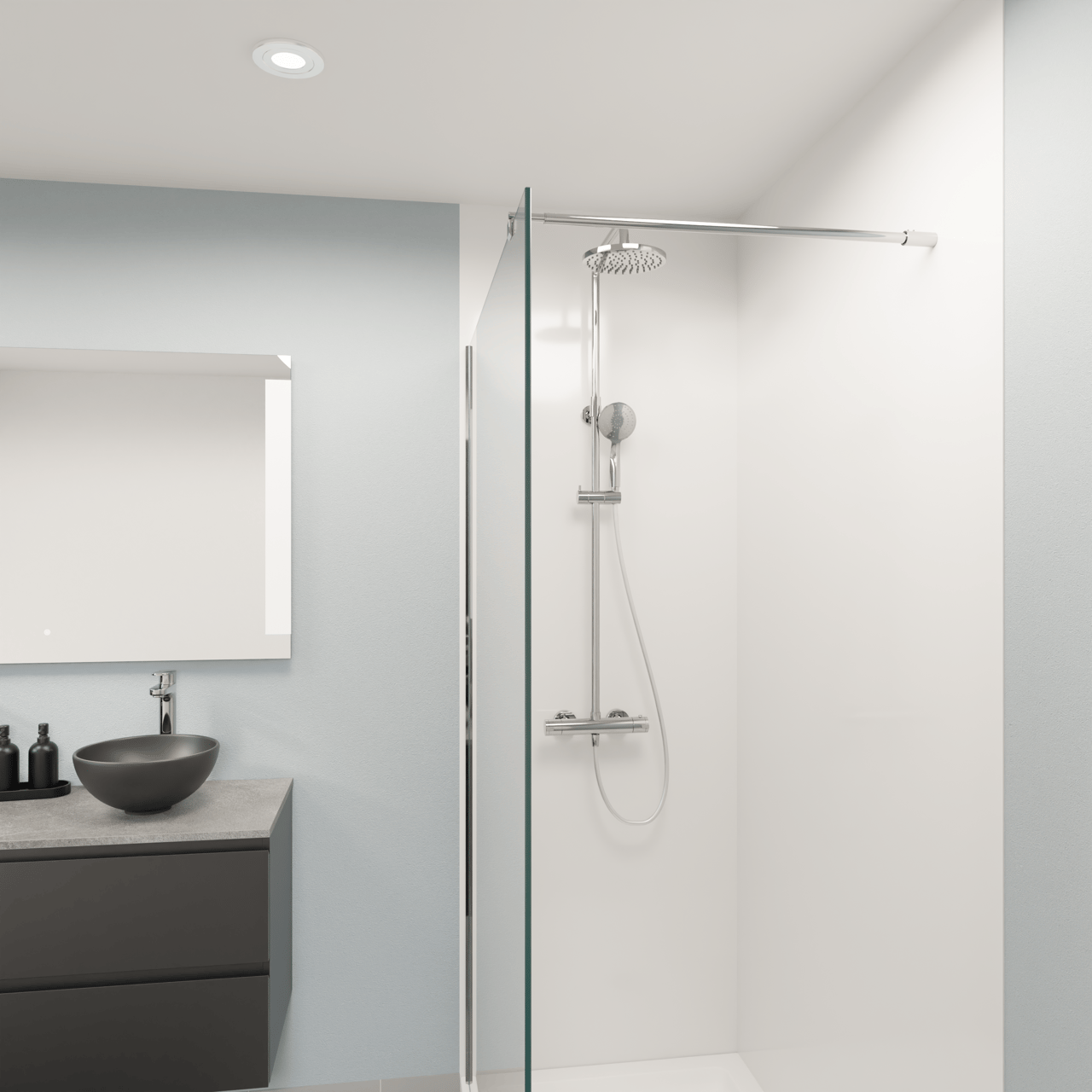 Linie Junos 200 opbouw regendoucheset met thermostatische kraan Glanzend Chroom