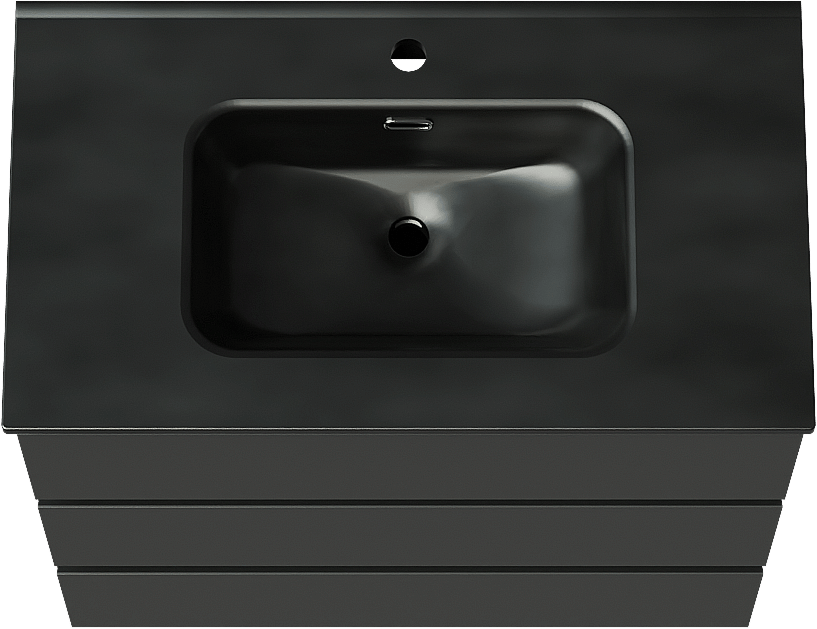 Linie Lado meuble salle de bains à poser 80 x 46 cm noir mat avec Baro plan simple en porcelaine noir mat