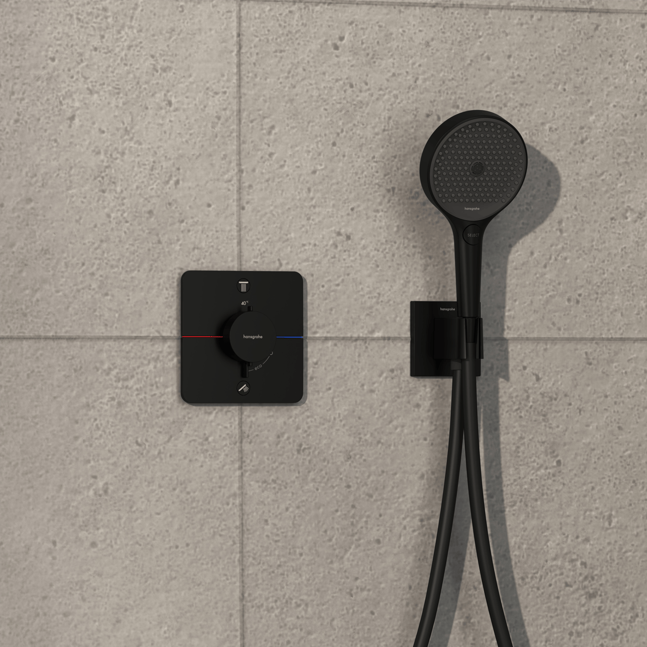 Hansgrohe Showerselect Comfort Q Thermostat-Duscharmatur: Unterputz, für 2 Verbraucher, Schwarz matt