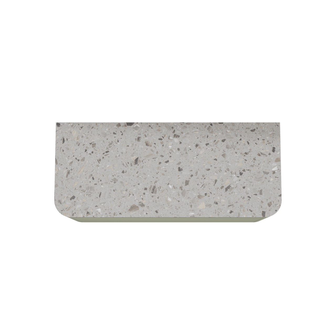 Balmani Moon zwevend badkamermeubel 130 x 55 cm saliegroen met Moon enkel of dubbel tablet in terrazzo greige terrazzo
