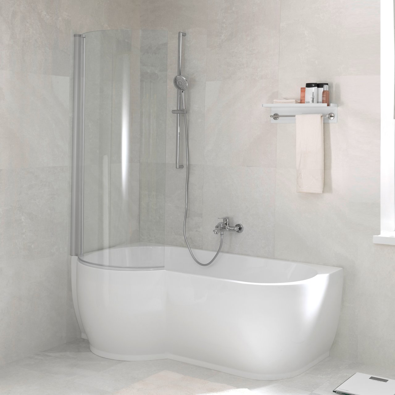 Linie Paulo 1-Personen-Eckbadewanne: links, 170 x 90 cm, Acryl, Weiß Glänzend