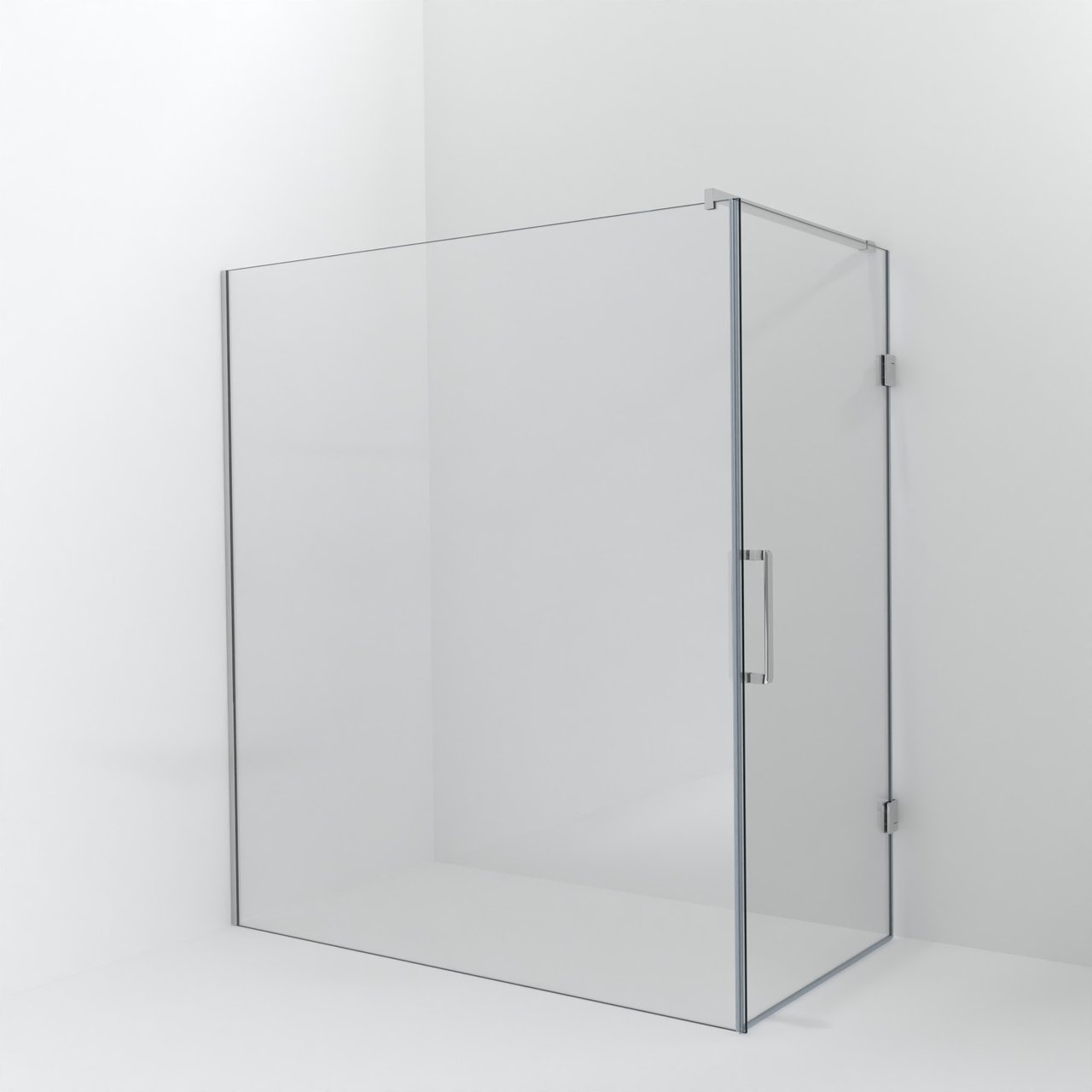 Balmani Modular inloopdouche met deur: 180 x 200 cm met deur 100 cm, Helder glas, Glanzend chroom profielen