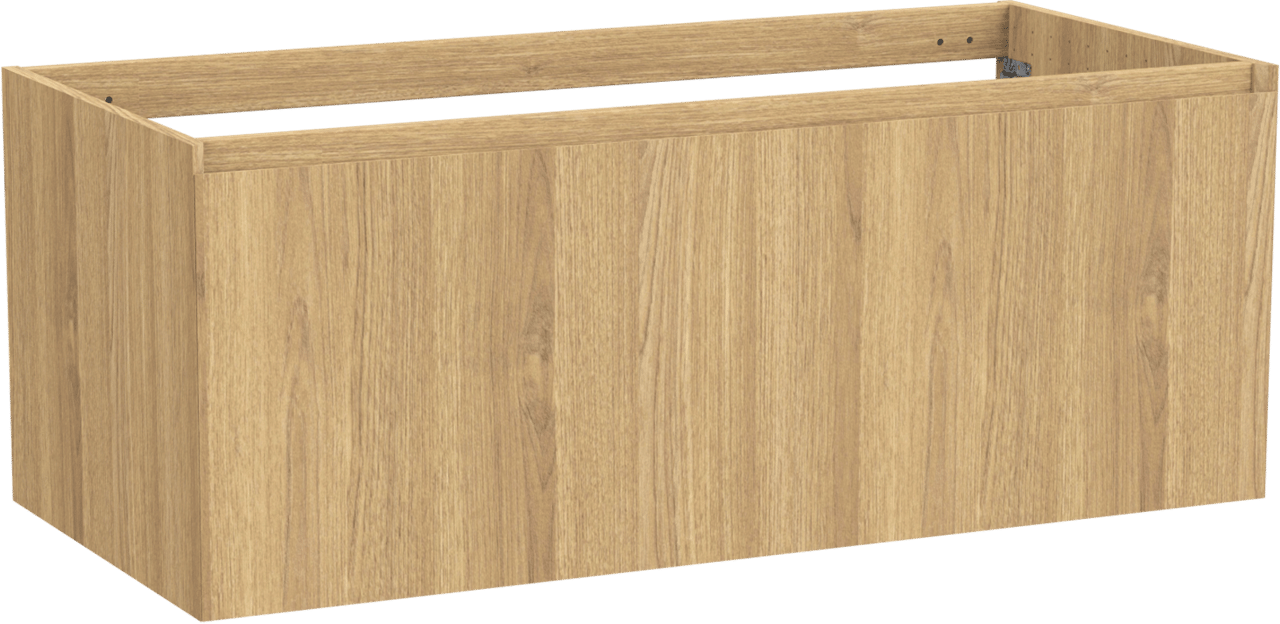 Balmani Idra by Mitra hängender Waschbeckenunterschrank: 120 x 55 cm, Eiche natur, Furnierholz, 2 Schubladen