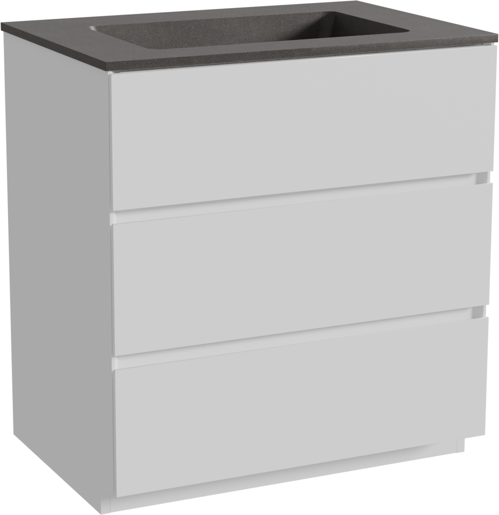 Storke Edge meuble salle de bains à poser 75 x 52 cm blanc mat avec Scuro plan simple en quartz noir mat