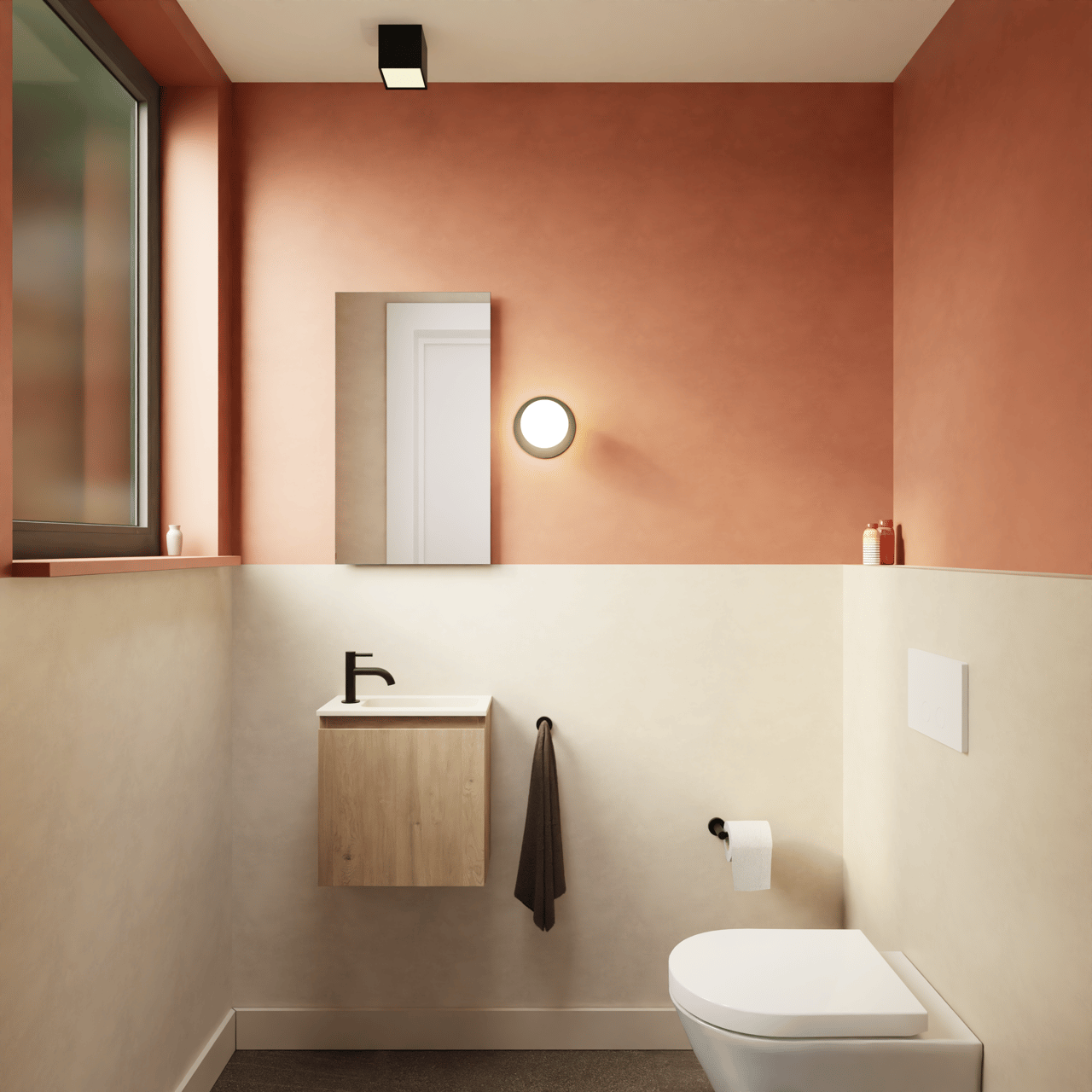 Storke Square zwevend toiletmeubelkast 40 x 22 cm ruwe eik