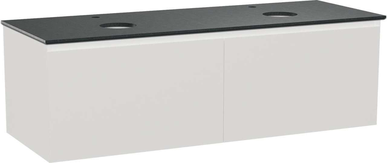 Balmani Idra by Mitra meuble salle de bains suspendu 150 x 55 cm blanc mat avec Facetta tablette double en granit noir
