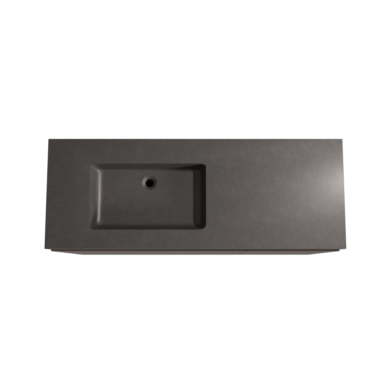 Storke Edge staand badkamermeubel 140 x 52 cm notelaar met Scuro High asymmetrisch linkse wastafel in kwarts mat zwart