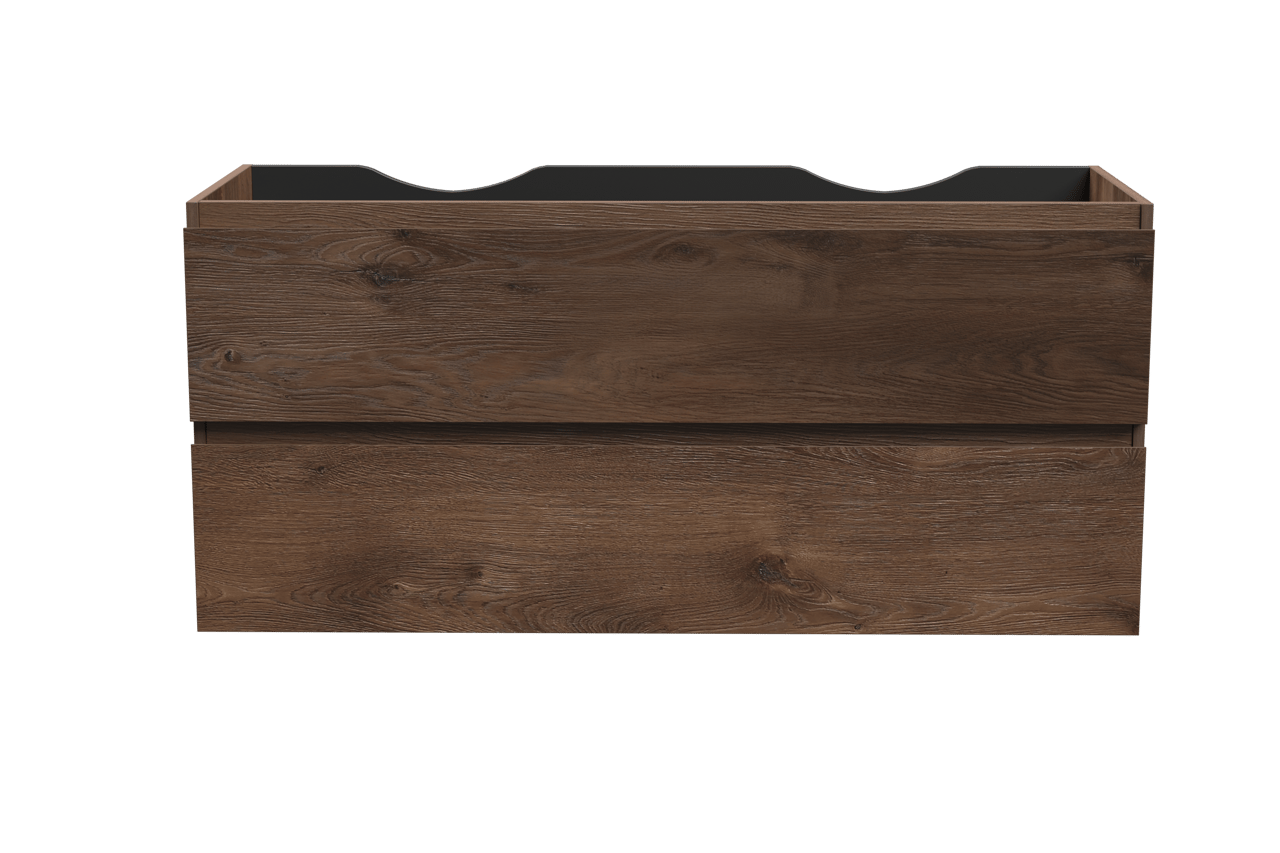Linie Lado zwevende wastafelonderkast 120 x 46 cm bruine eik 2 lades