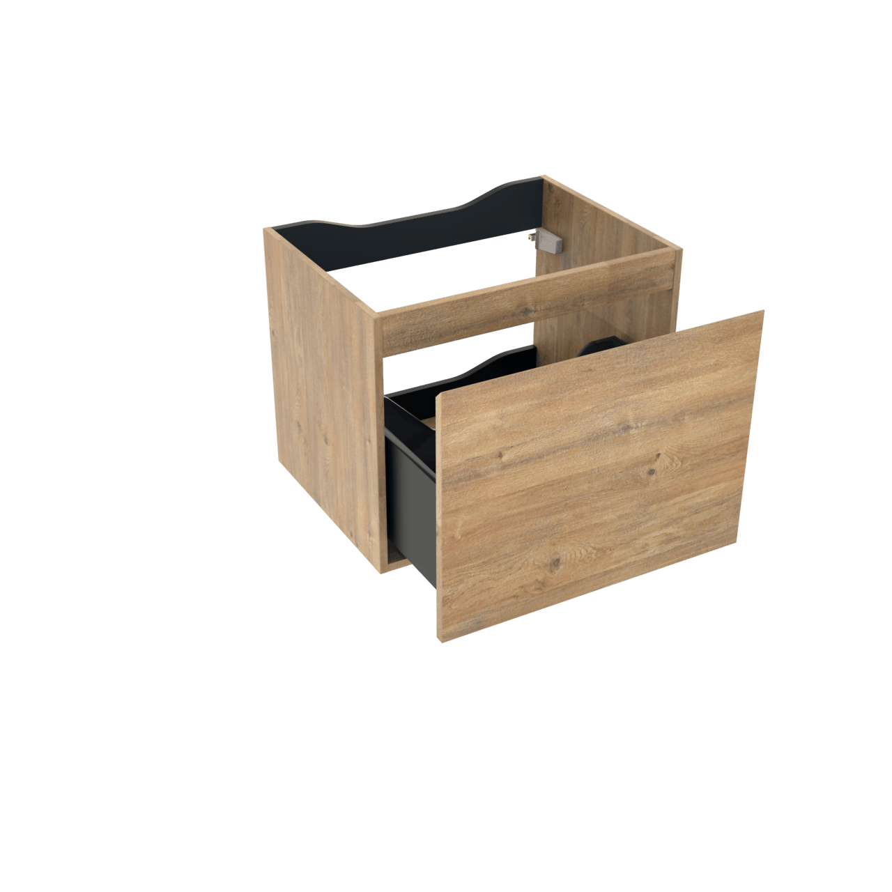 Linie Lado hängendes Möbelstück Set: 60 x 46 cm, Naturbelassene Eiche, mit Lado Einzel Waschtischplatte, Melamin Naturbelassene Eiche