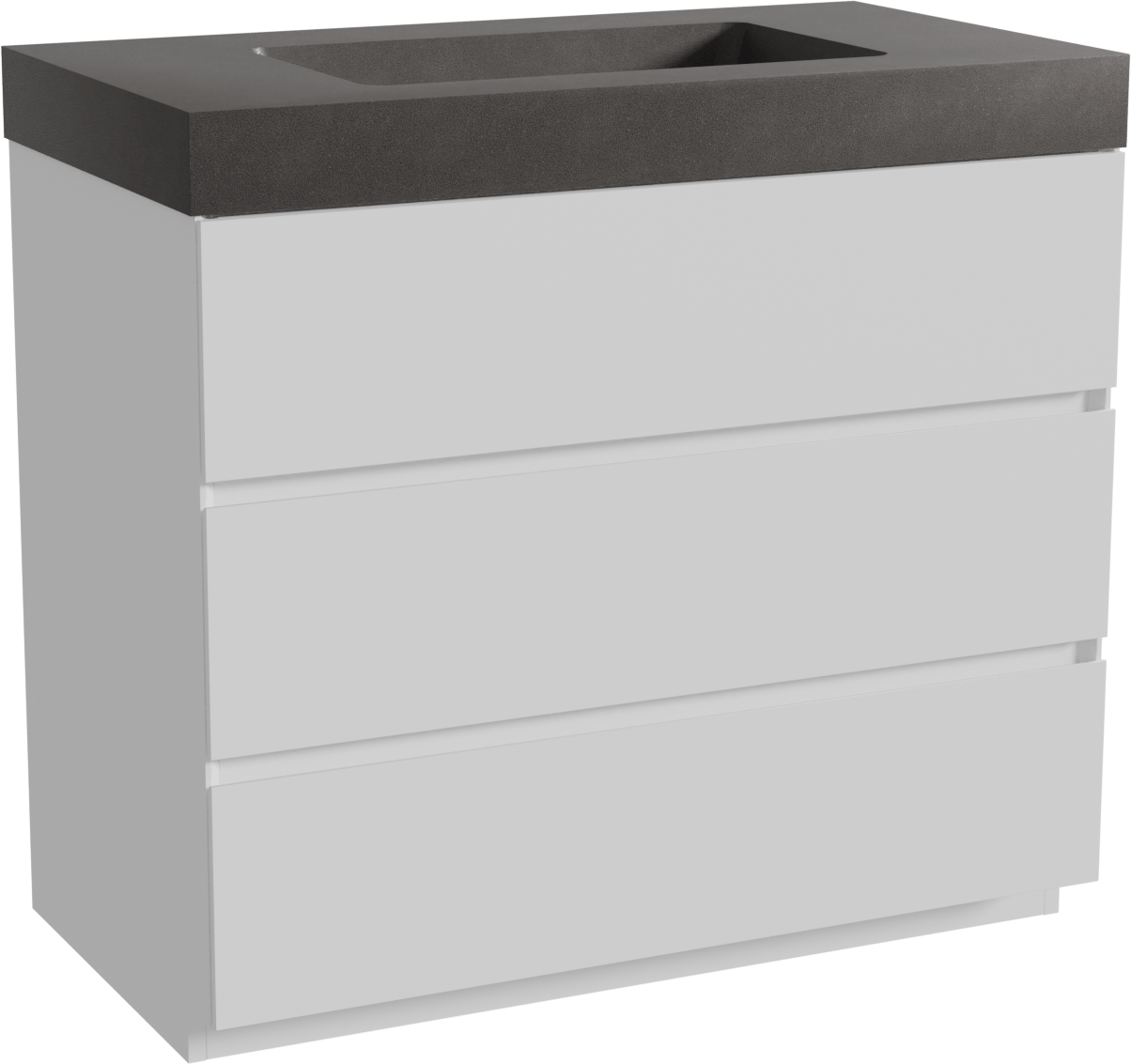 Storke Edge staand badkamermeubel 95 x 52 cm mat wit met Scuro High enkele wastafel in kwarts mat zwart
