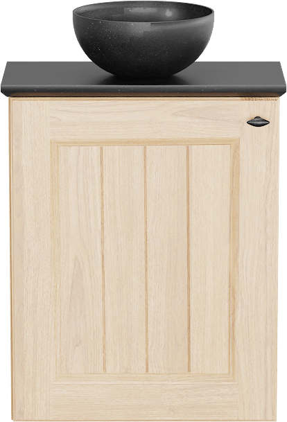 Balmani Lemon zwevend toiletmeubel 42 x 21 cm Fineer natuur eik met Facetta tablet en Bari XS waskom in verzoete graniet
