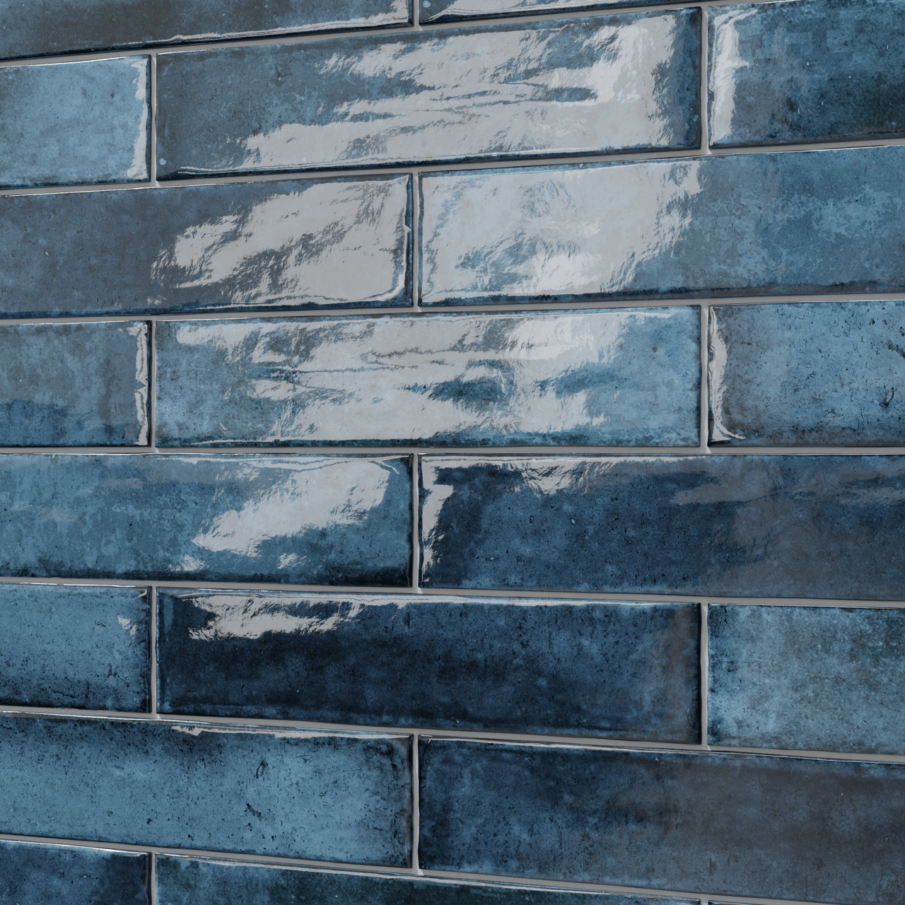 Carruzo Volcan carrelage mural en céramique 32 carreaux 6x25cm Azul