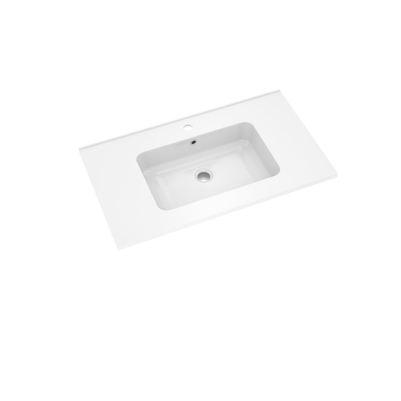 Linie Vano enkele wastafel glanzend composiet marmer 80 x 46 cm
