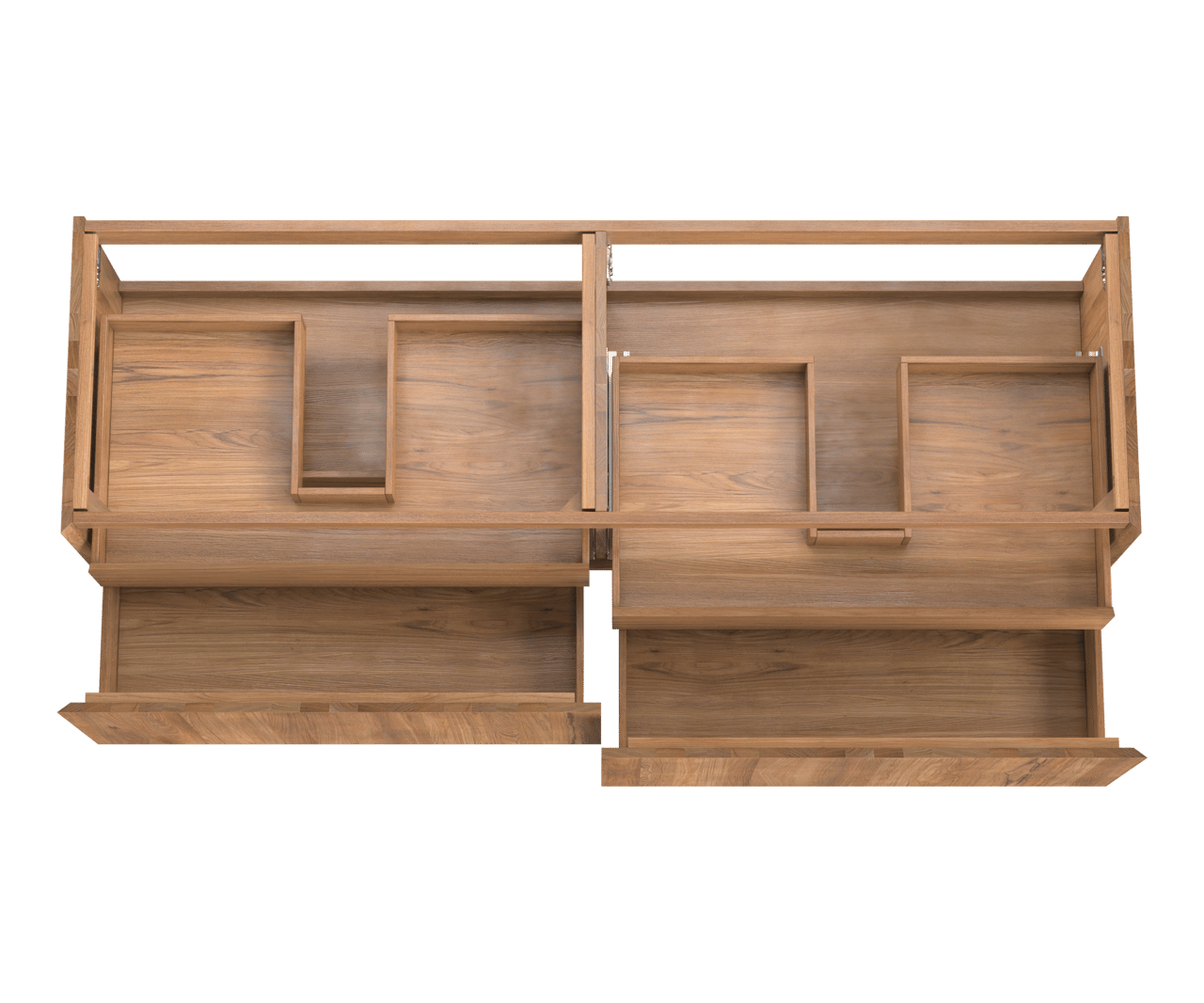 Balmani Idra by Mitra hängender Waschbeckenunterschrank: 180 x 55 cm, Teak, 4 Schubladen