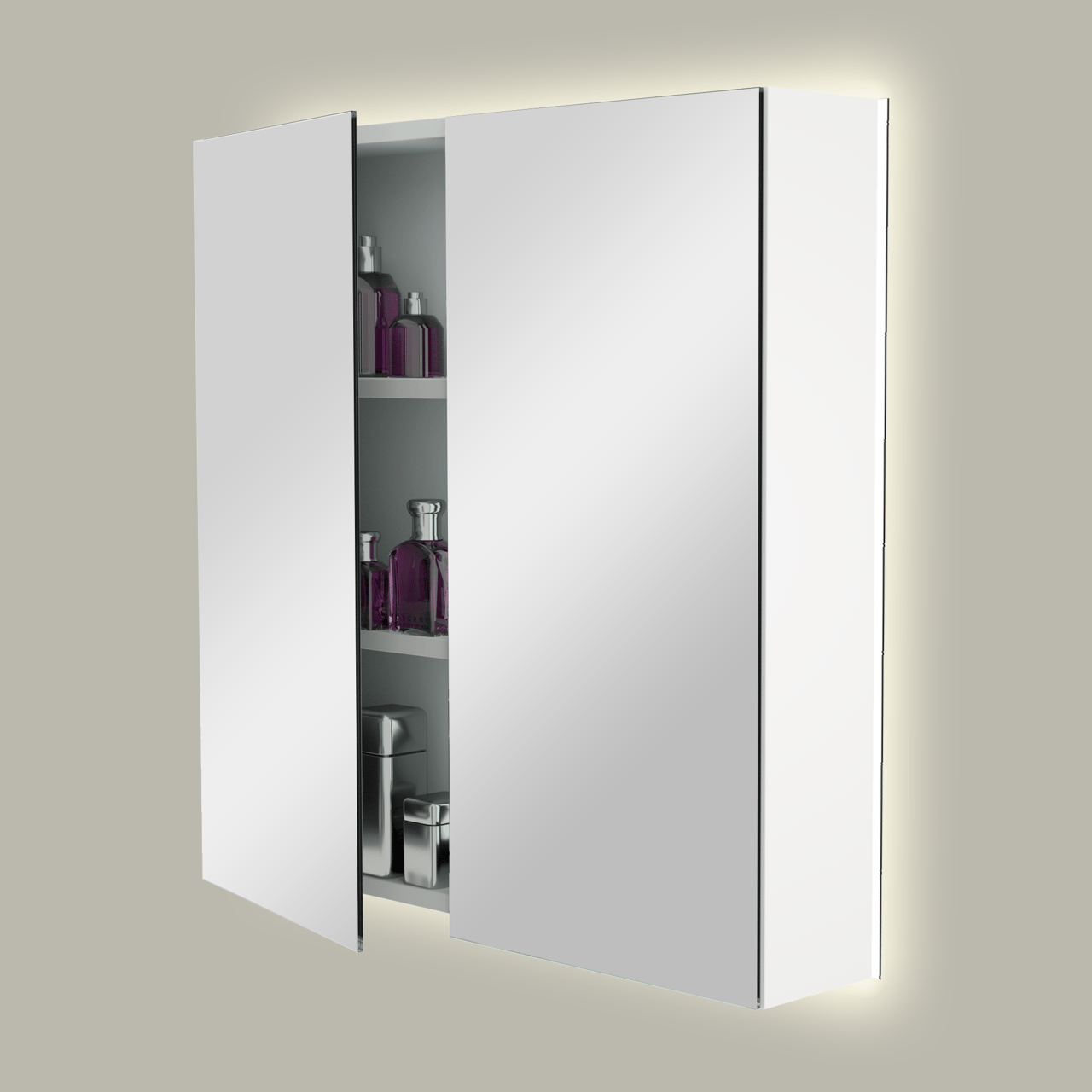 Storke Reflecta spiegelkast 75 x 75 cm mat wit met spiegelverlichting