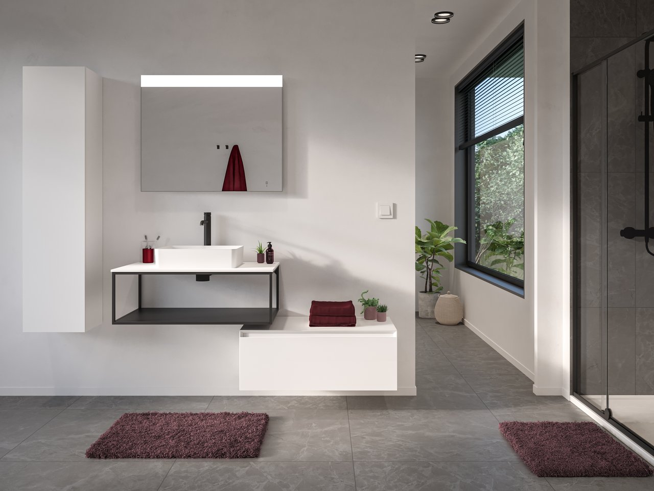 Storke Edge Modulo hängender Waschbeckenunterschrank: 75 x 48 cm, Weiß matt, 1 Schublade