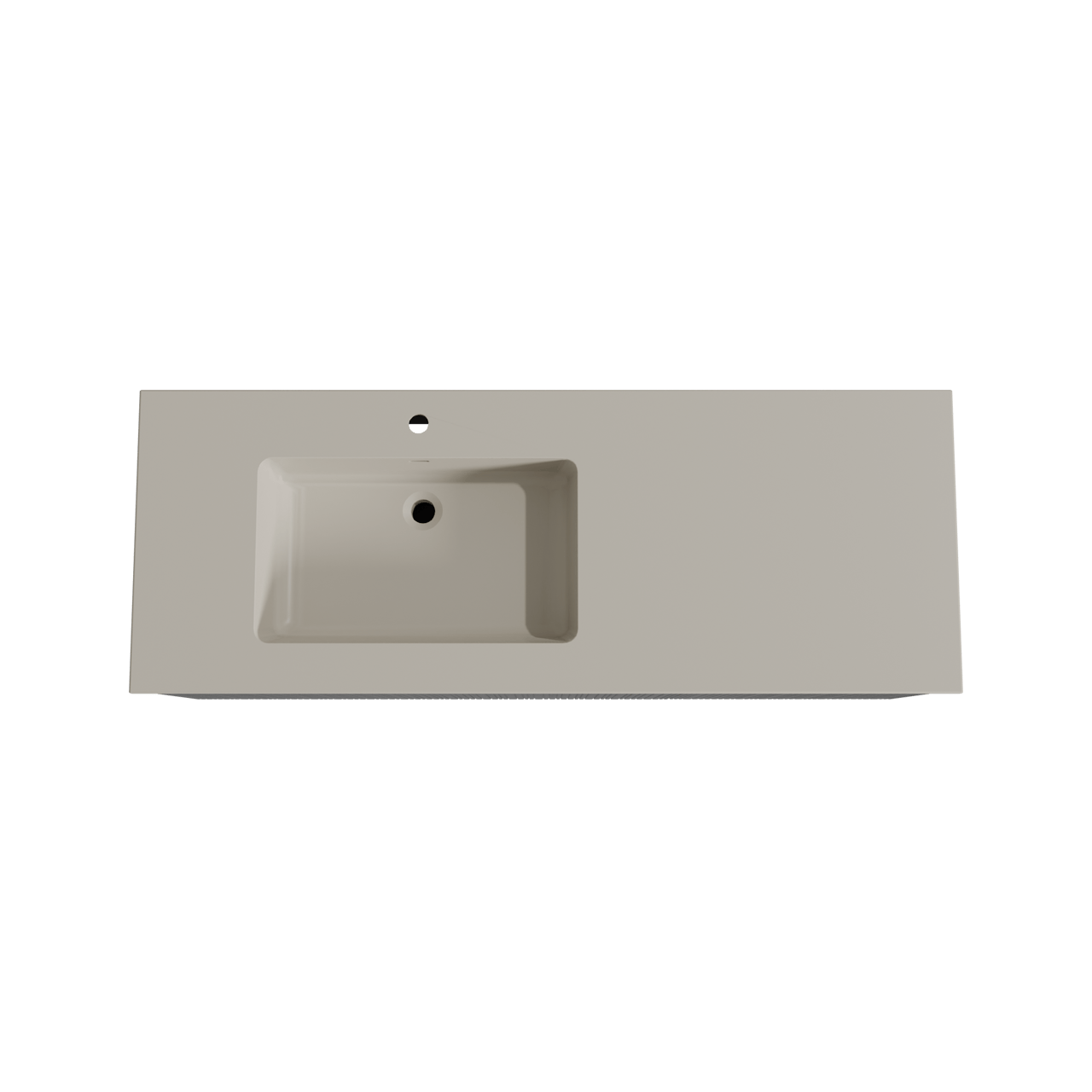 Storke Ribs zwevend badmeubel 140 x 52 cm zwart eiken met Diva asymmetrisch linkse wastafel in top solid zijdegrijs, Verticale asymmetrische rechte ribbel