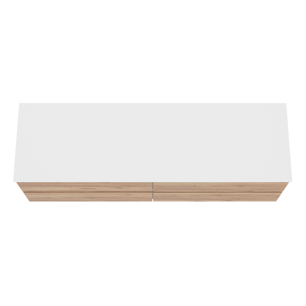 Balmani Lucida meuble salle de bains suspendu 180 x 55 cm teck avec Stretto tablette simple ou double en solid surface blanc mat