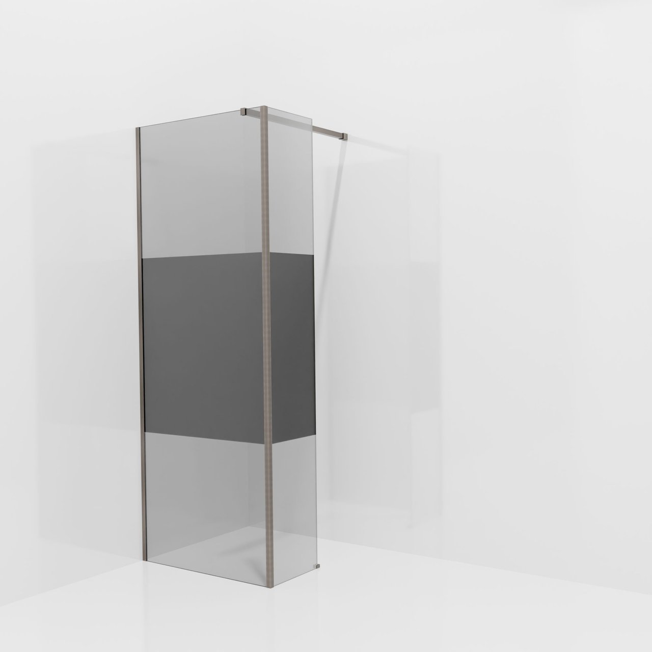 Balmani Modular inloopdouche met vaste zijwand: 80 x 200 cm, Rookglas met matte strook, Brushed GunMetal profielen