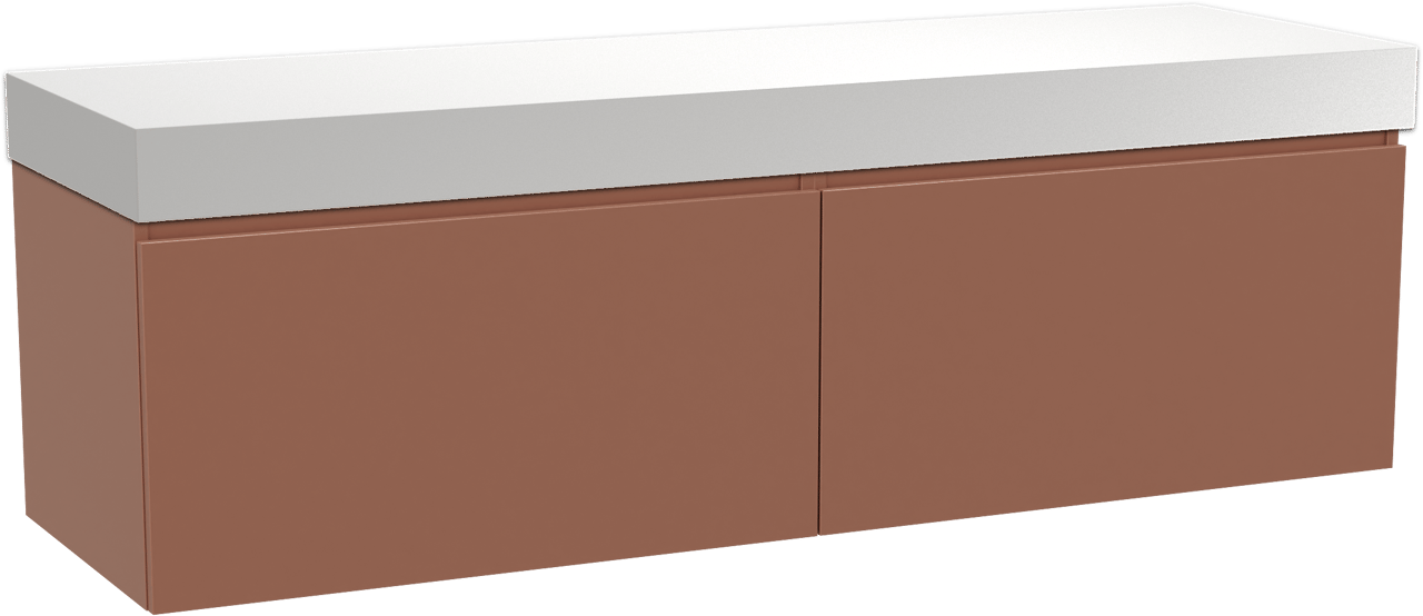 Balmani Sfera by Lucida zwevend badkamermeubel 180 x 55 cm cotto met Dominus enkel of dubbel tablet in solid surface mat wit