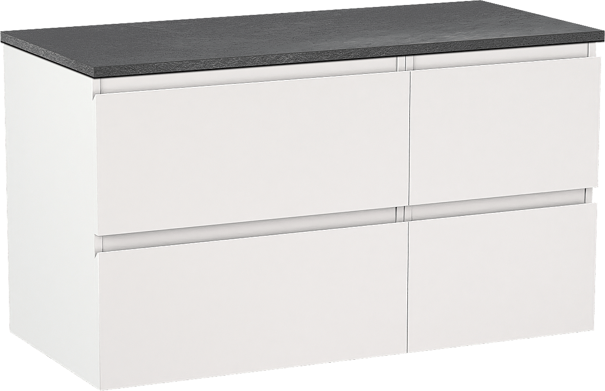 Linie Lado meuble salle de bains suspendu 100 x 46 cm blanc mat avec Lado tablette simple ou double en mélaminé ardoise gris