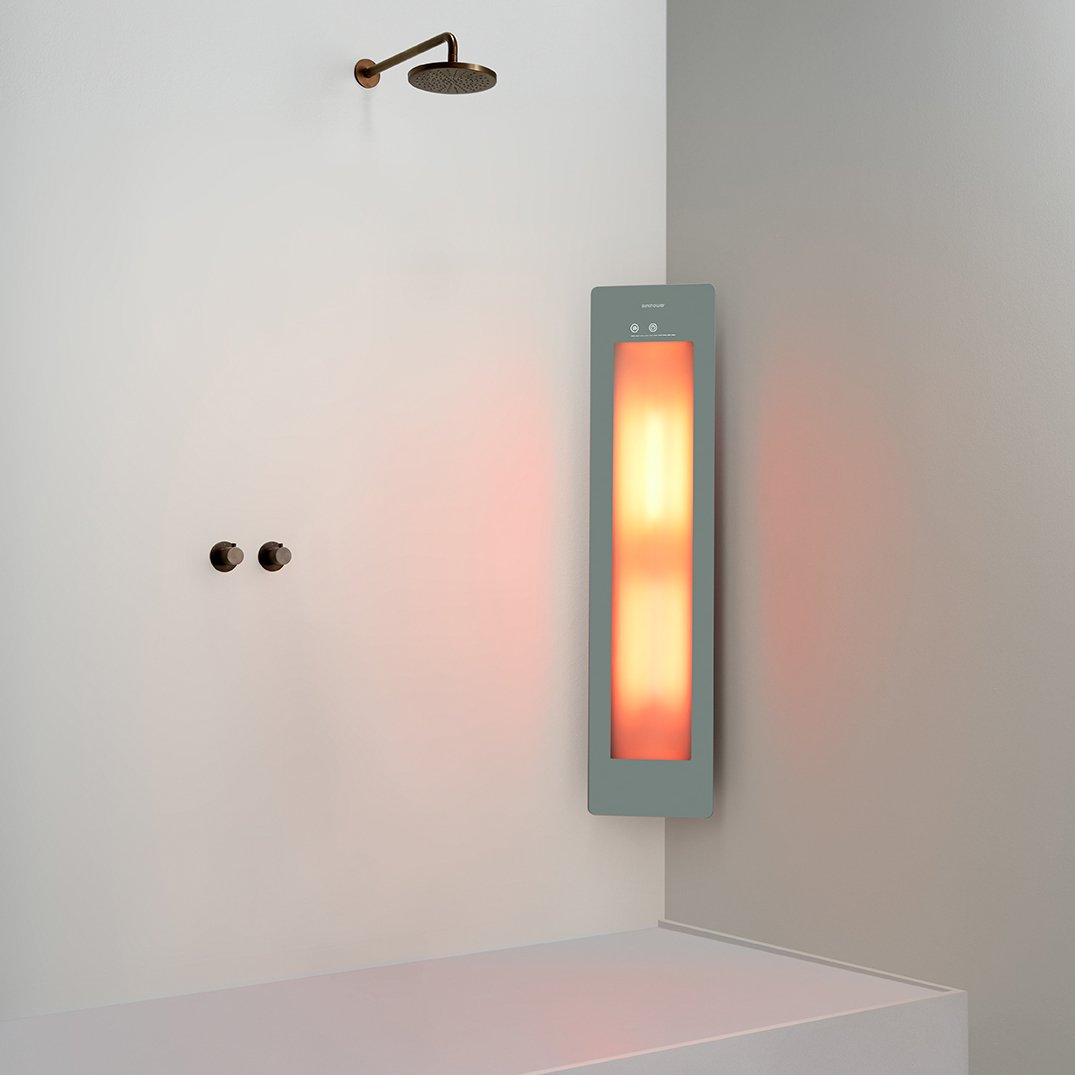 Sunshower One M d'angle en saillie en organic grey avec lumière infrarouge