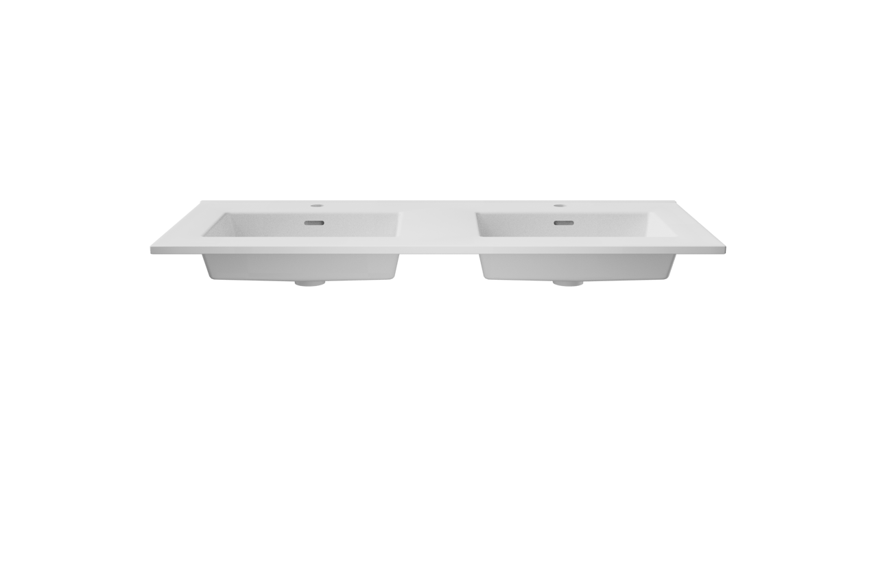 Storke Kera dubbele wastafel mat witte porselein 120 x 52 cm, exclusief crepine