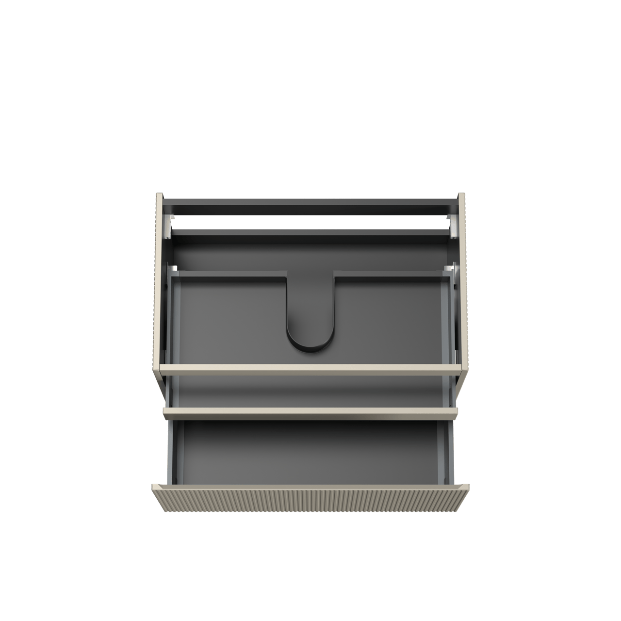 Storke Ribs meuble sous-lavabo suspendu 85 x 52 cm soie grise 2 tiroirs