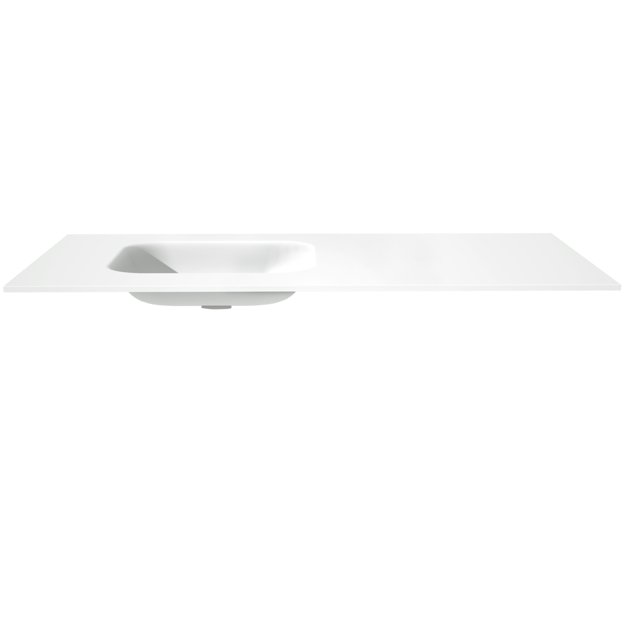 Balmani Tablo Arcato asymmetrisch linkse wastafel matte Solid Surface 120 x 55 cm, afvoerplug niet inbegrepen