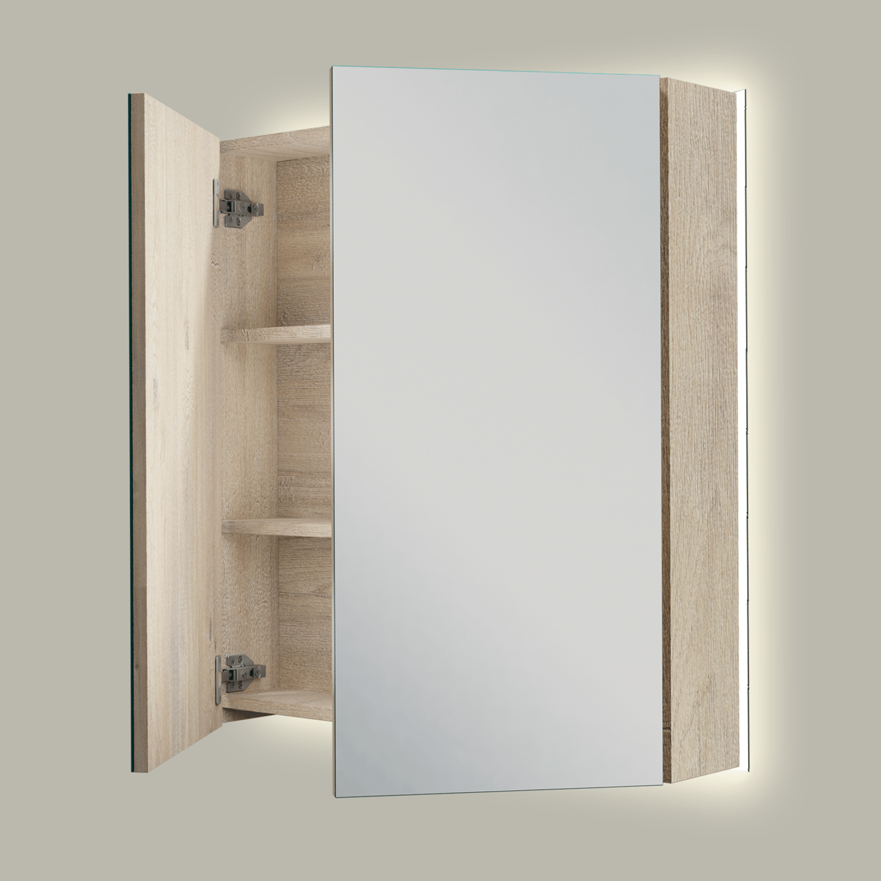 Linie Montro spiegelkast 70 x 75 cm natuur eik met spiegelverlichting