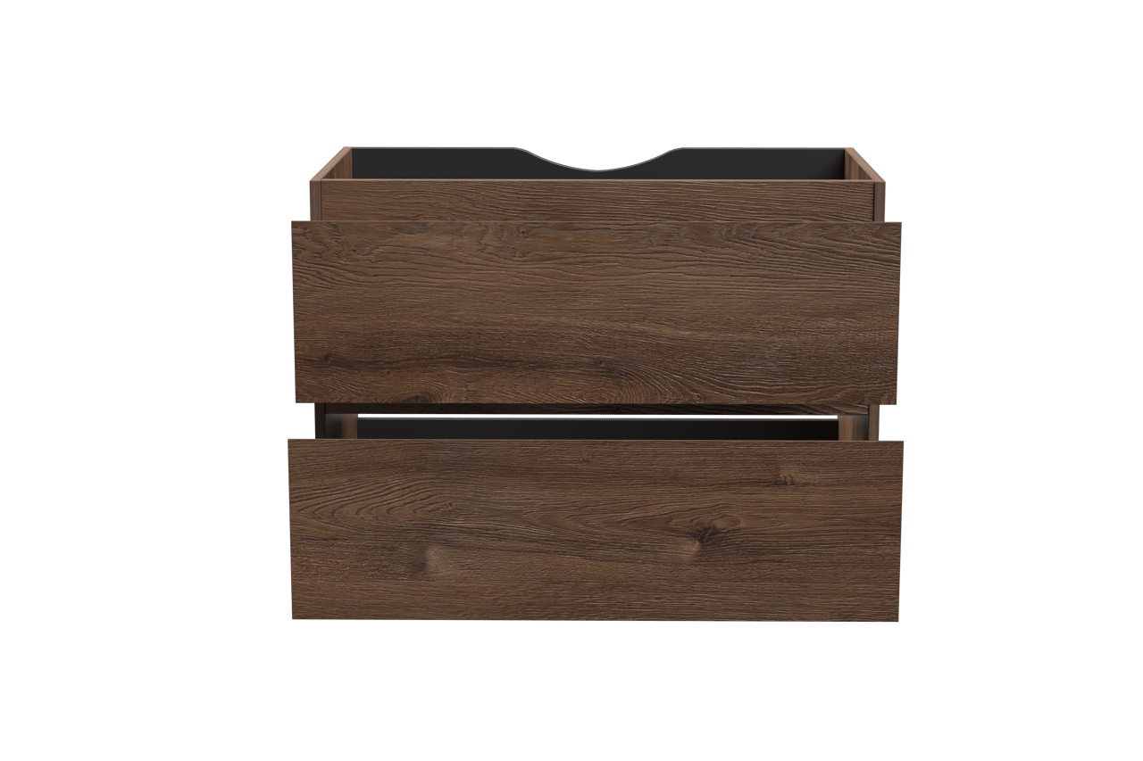 Linie Lado hängender Waschbeckenunterschrank: 80 x 46 cm, braune Eiche, 2 Schubladen
