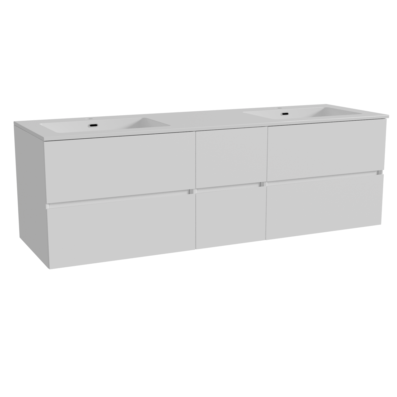 Storke Edge meuble salle de bains suspendu 165 x 52 cm blanc mat avec Diva double vasque en marbre composite blanc brillant