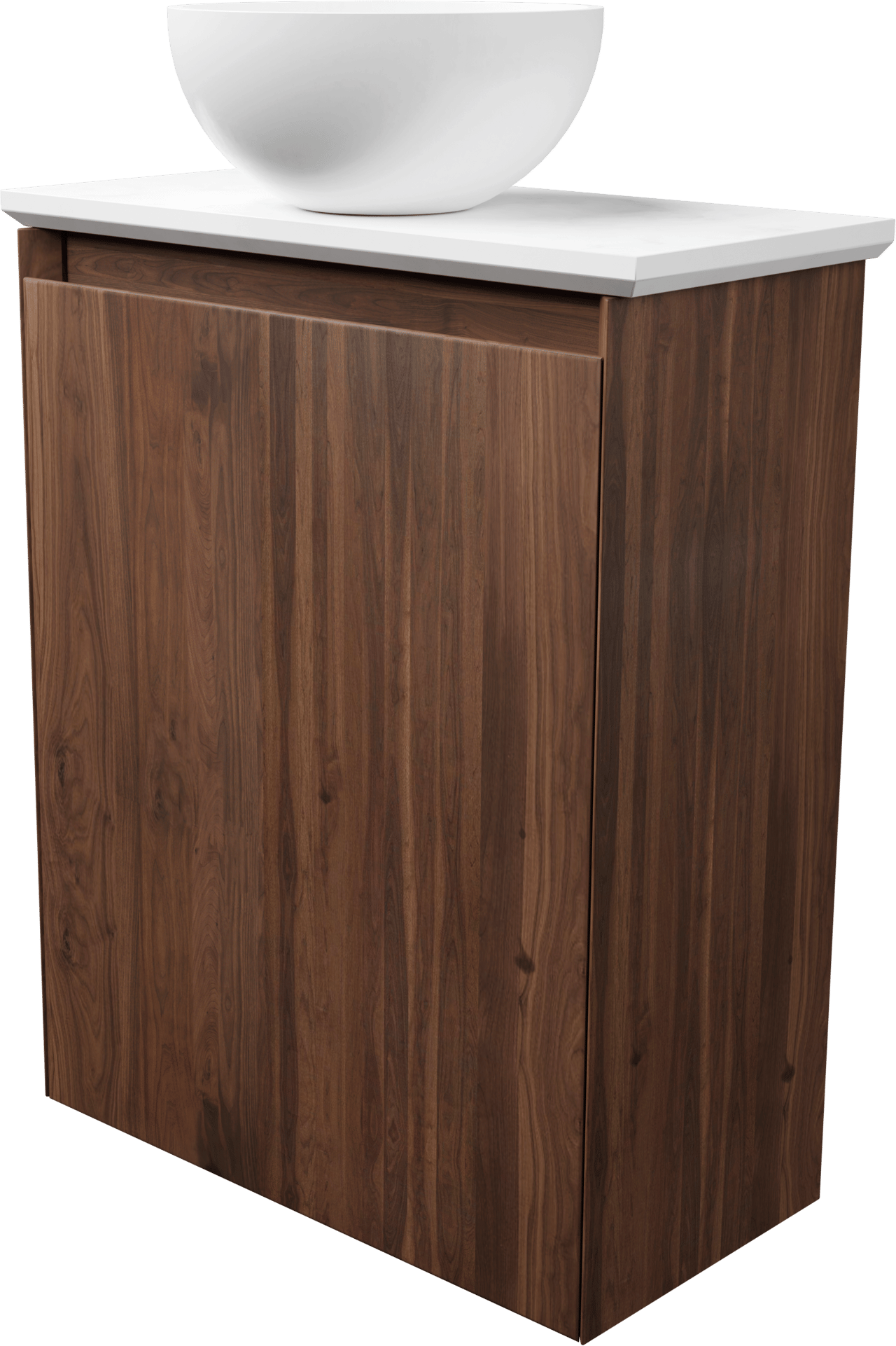 Balmani Mitra meuble wc suspendu 42 x 21 cm noyer américain avec Facetta tablette et Jazz vaque à poser en mat Solid Surface