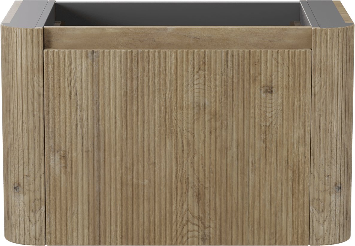 Storke Soft zwevende wastafelonderkast 80 x 46 cm Ruwe eik 2 lades vert. sym. Groef