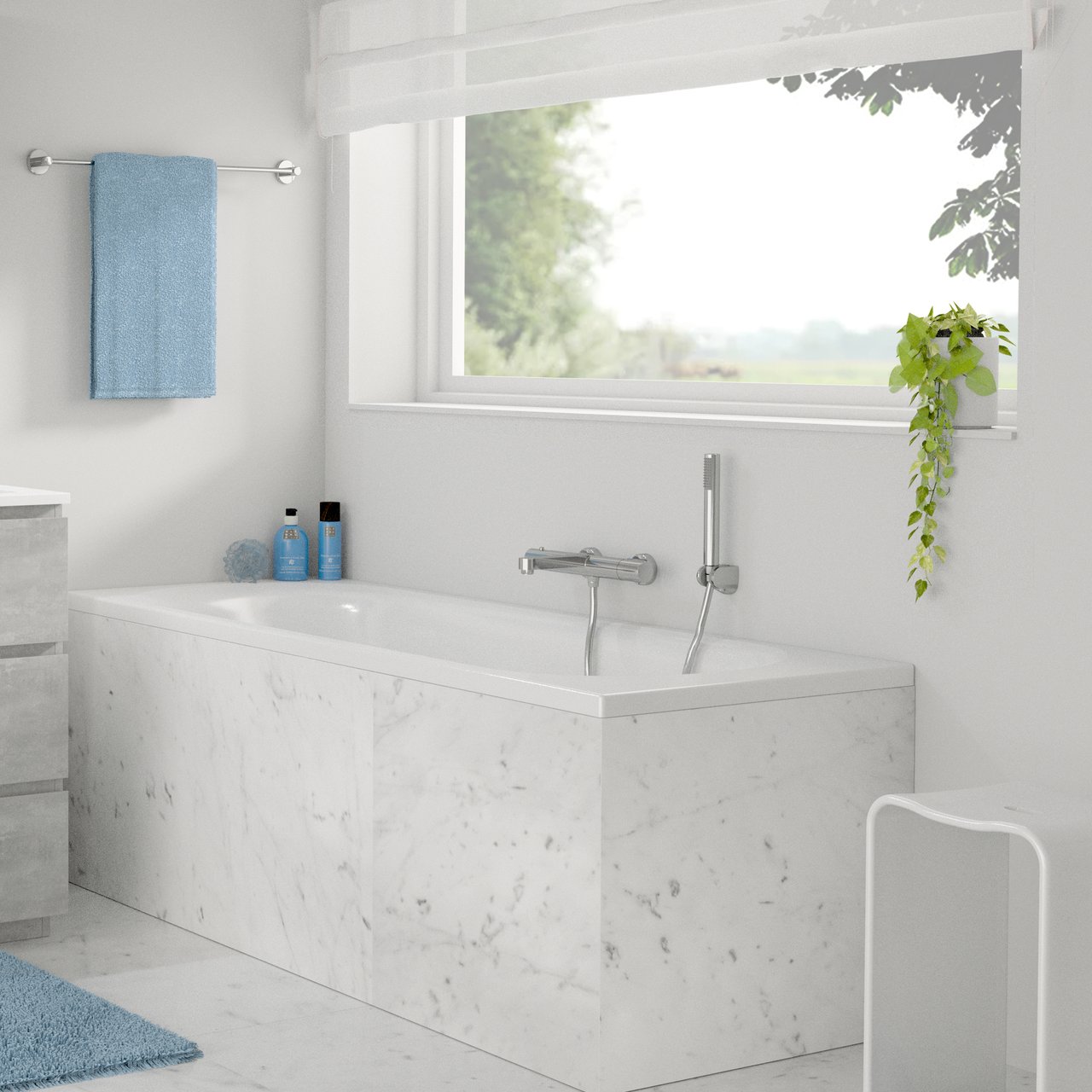 Linie Tessa baignoire encastrable mono 180 x 80 cm acrylique Blanc Brillant