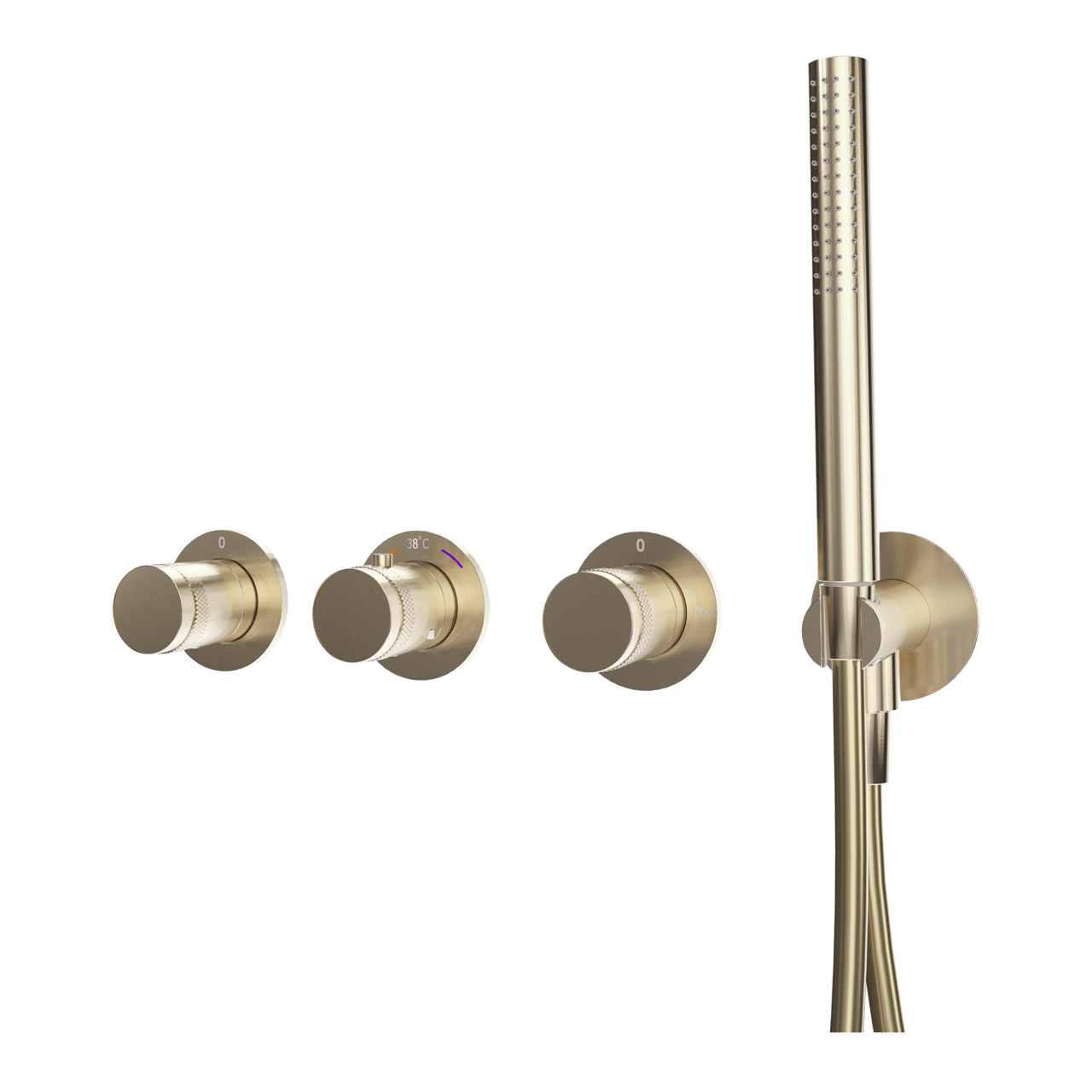 Blaufoss Pavilion Thermostat-Duscharmatur: Unterputz, Brushed Champagne Gold, Einbauelement inklusive