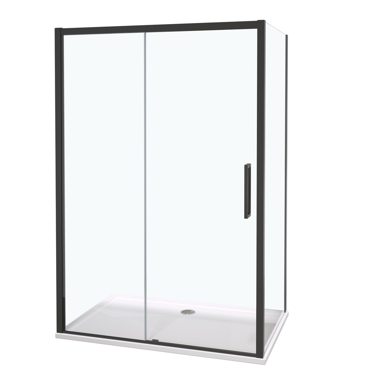 Luca Varess Senses douchehoek met schuifdeur en vaste zijwand 90 x 140 cm helder glas mat zwart profiel