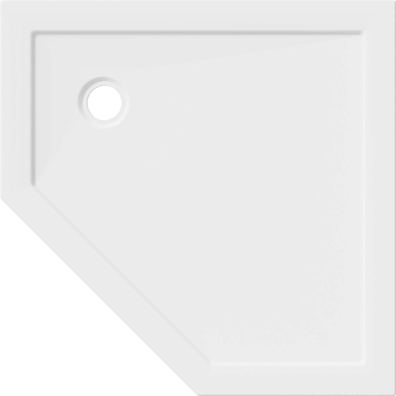 Luca Varess Soft Duschwanne 90 x 90 cm Fünfeck, Acryl weiß glänzend