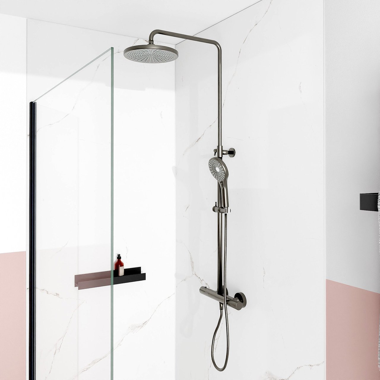 Blaufoss Onos 250 thermostatische kraan regendoucheset Brushed GunMetal