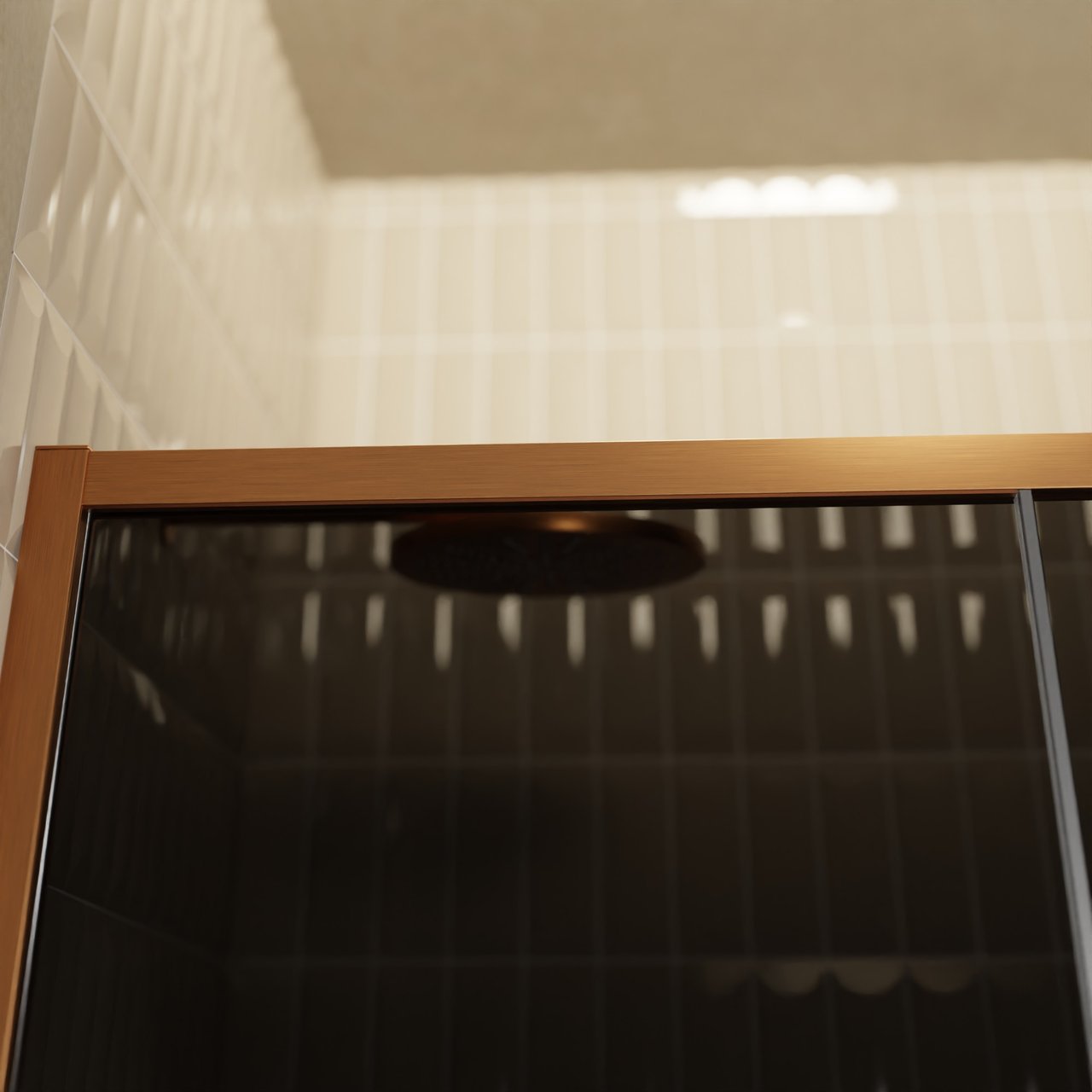Balmani Senses Design douche schuifdeur omkeerbaar 140 cm x 210 cm Rookglas, Brushed Rosegold profielen, met coating
