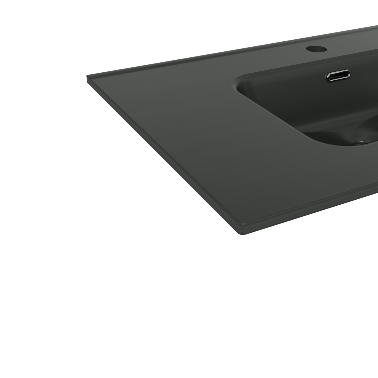 Linie Baro Einzelwaschtisch, Schwarz Matte Porzellan, 80 x 46 cm