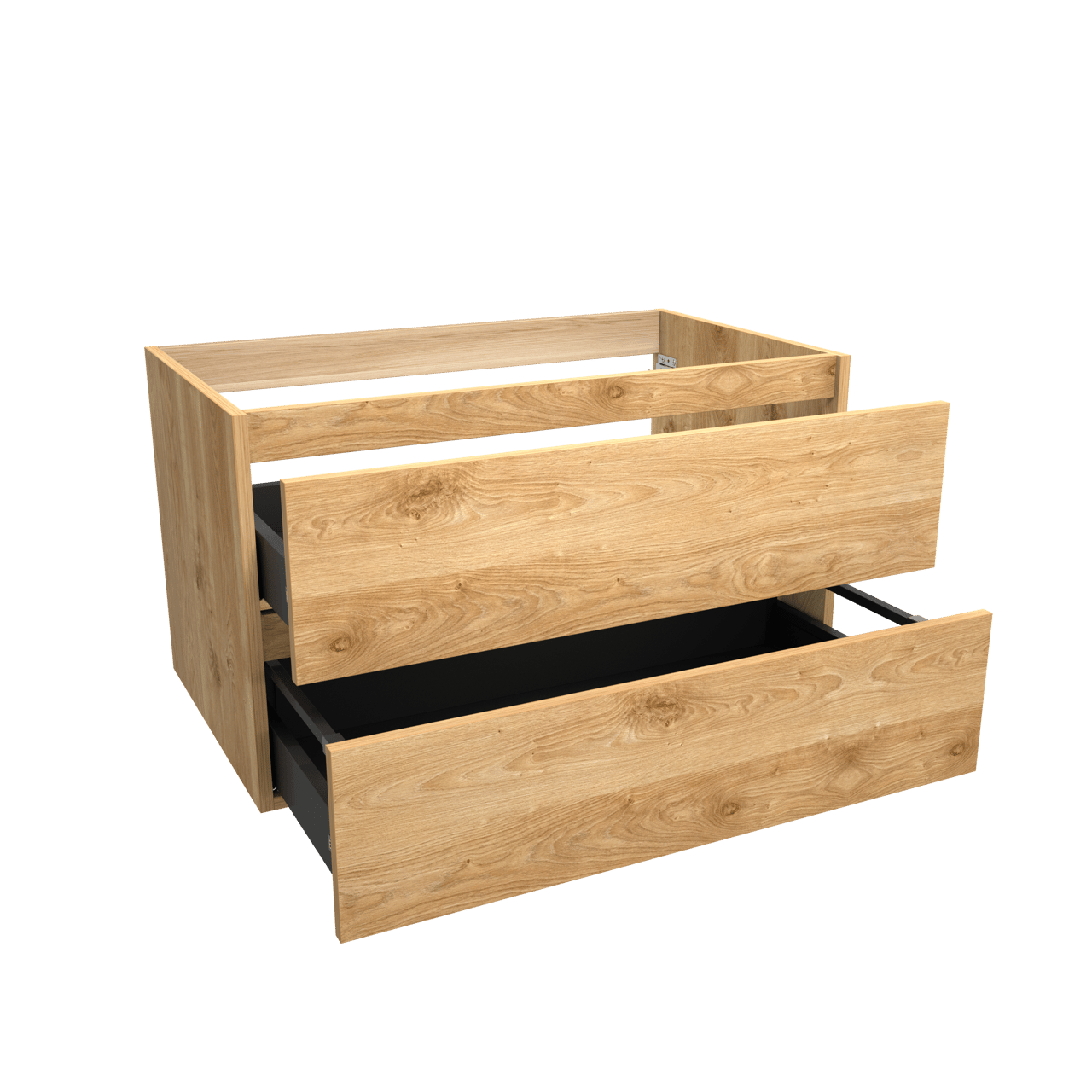 Balmani Lucida hängender Waschbeckenunterschrank: 90 x 55 cm, Eiche rustikal, 2 Schubladen