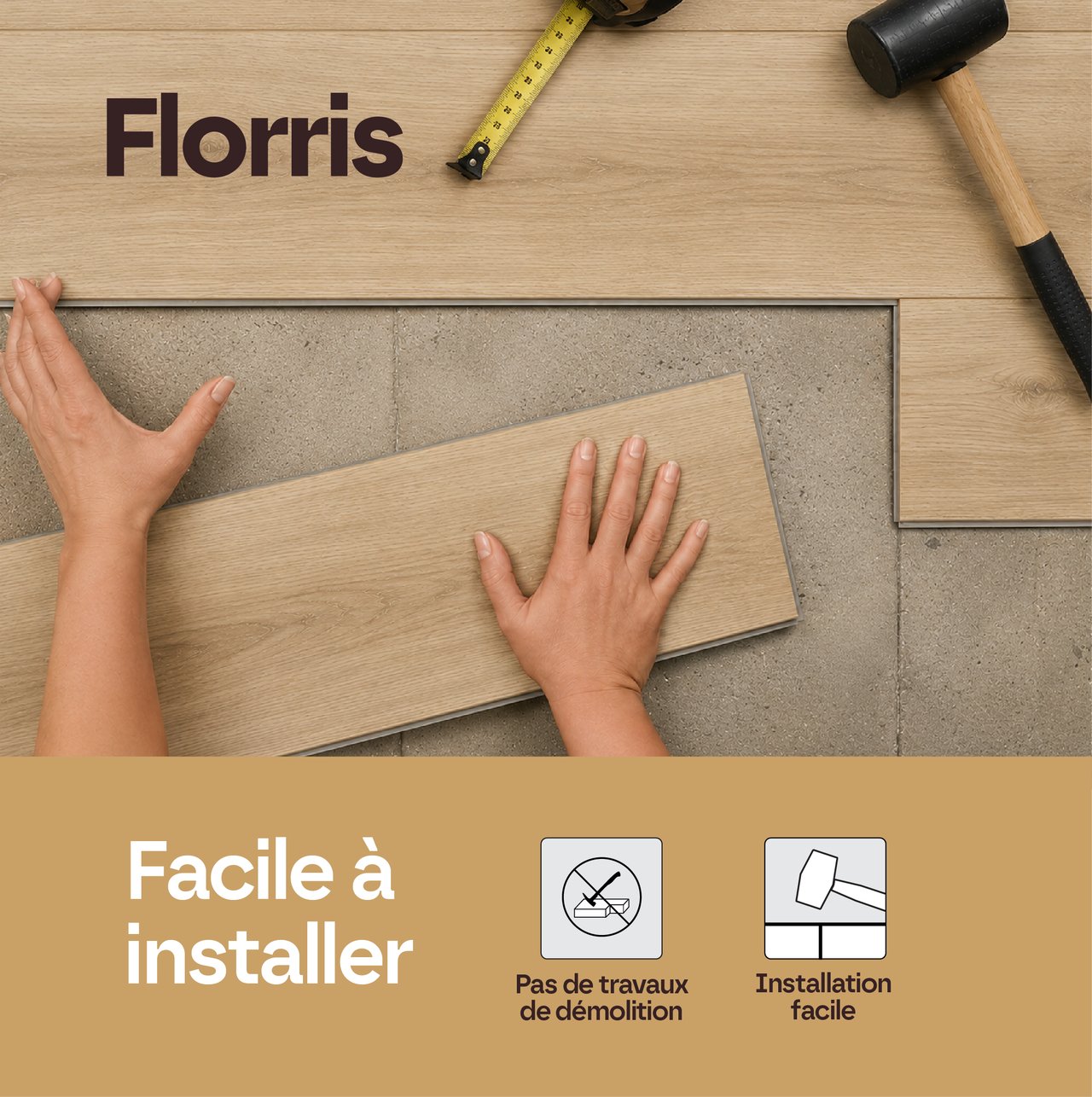 Florris Milano sol vinyle clipsable en SPC, 6 pièces, 40x80cm, Bellagio