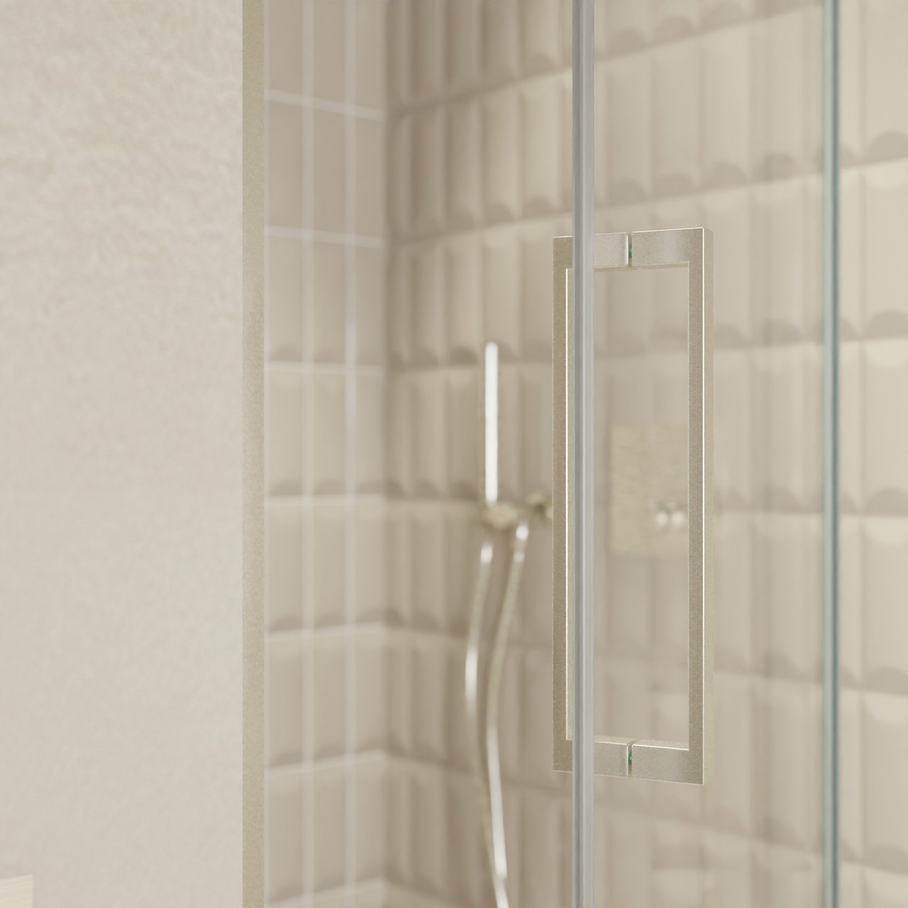 Balmani Senses Design porte pivotante à droite 100 cm x 210 cm verre transparent, Profil Brushed CoolMetal